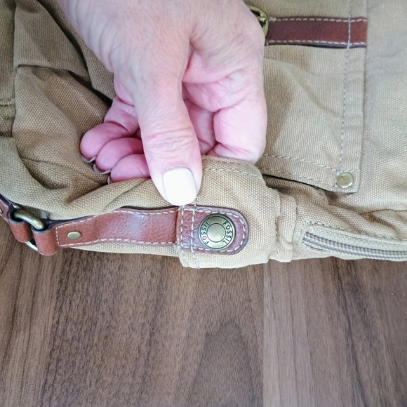 Fossil Tan Canvas Crossbody Bag - Picture 12 of 13